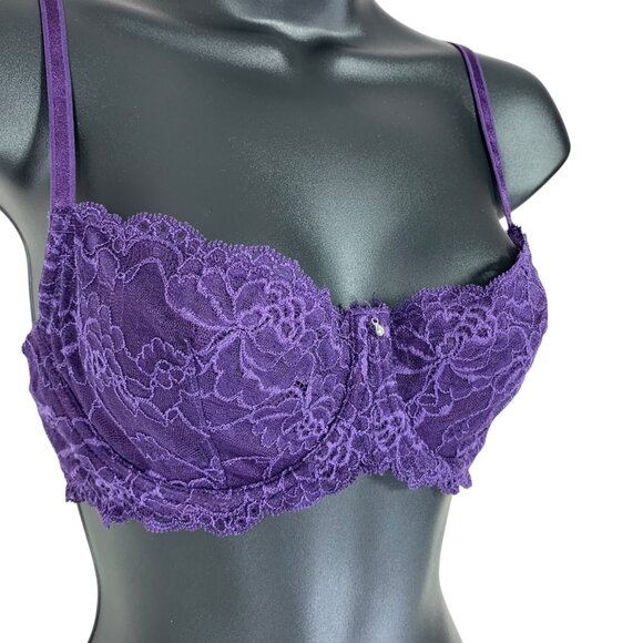 Montelle Elegant Purple Lace Bra size 32D - Picture 1 of 16